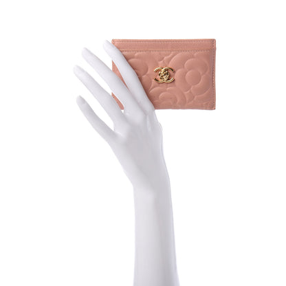 Chanel Caviar Camellia Embossed Card Holder Beige 2 of 9