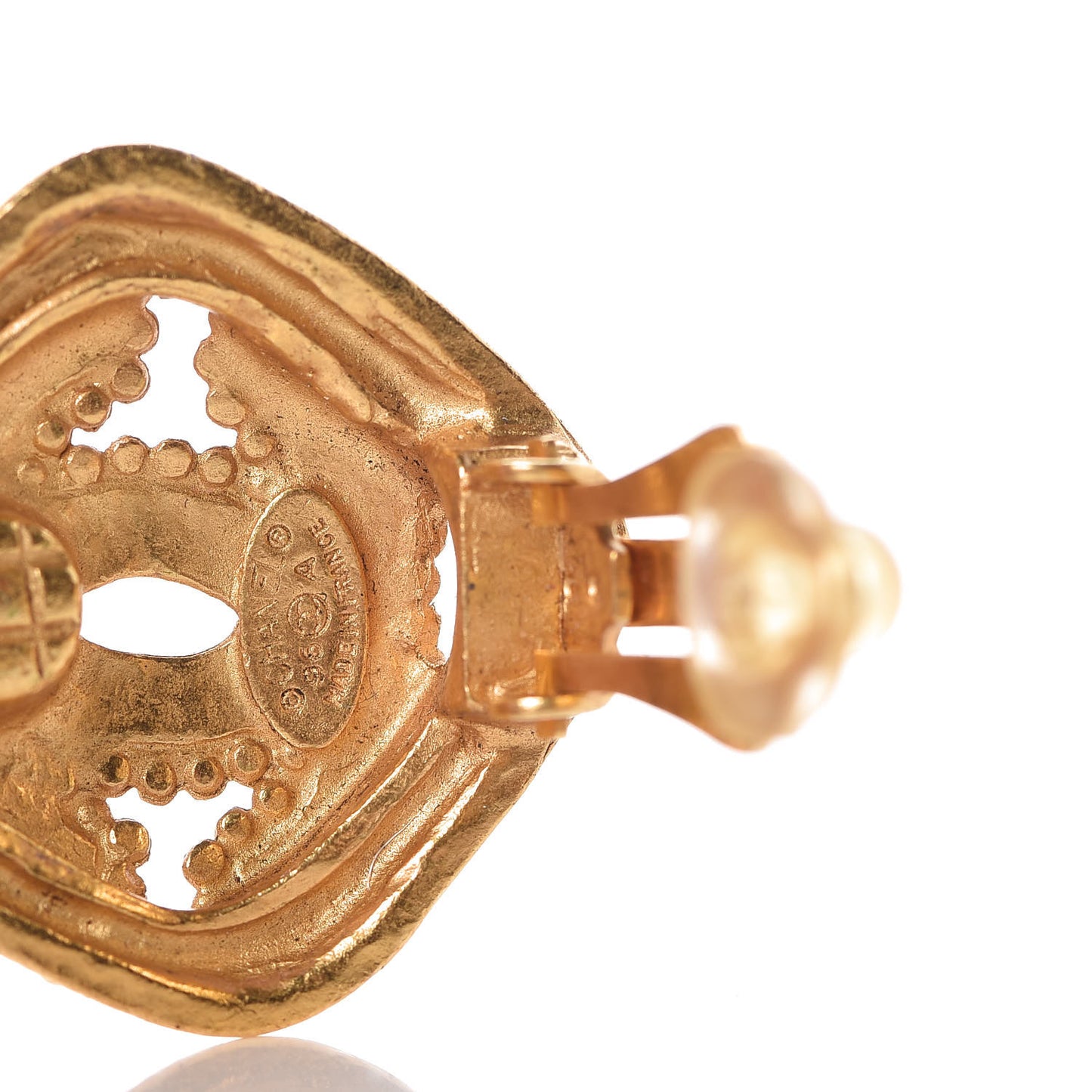 CC Square Clip On Earrings Gold