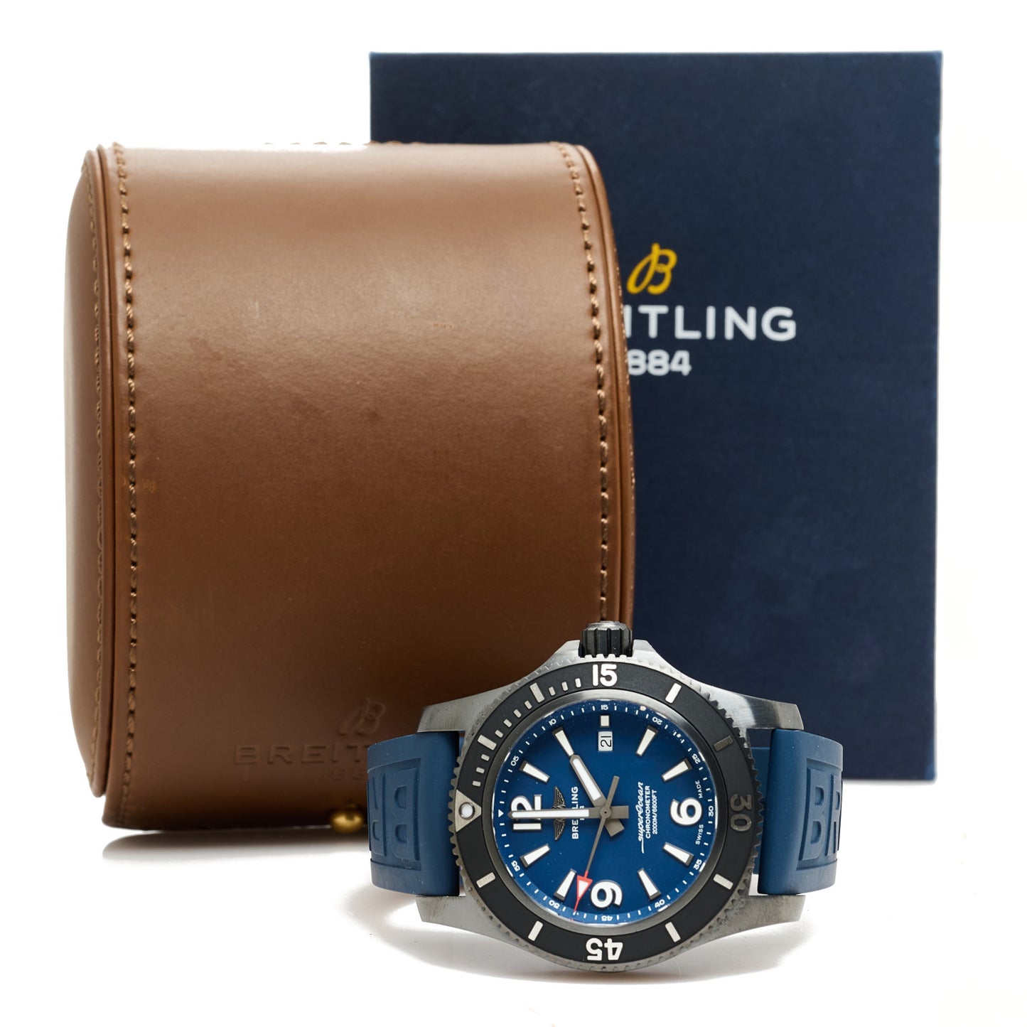 DLC Coated Stainless Steel Rubber 46mm Superocean Automatic Watch Blue M17368D71C1S1