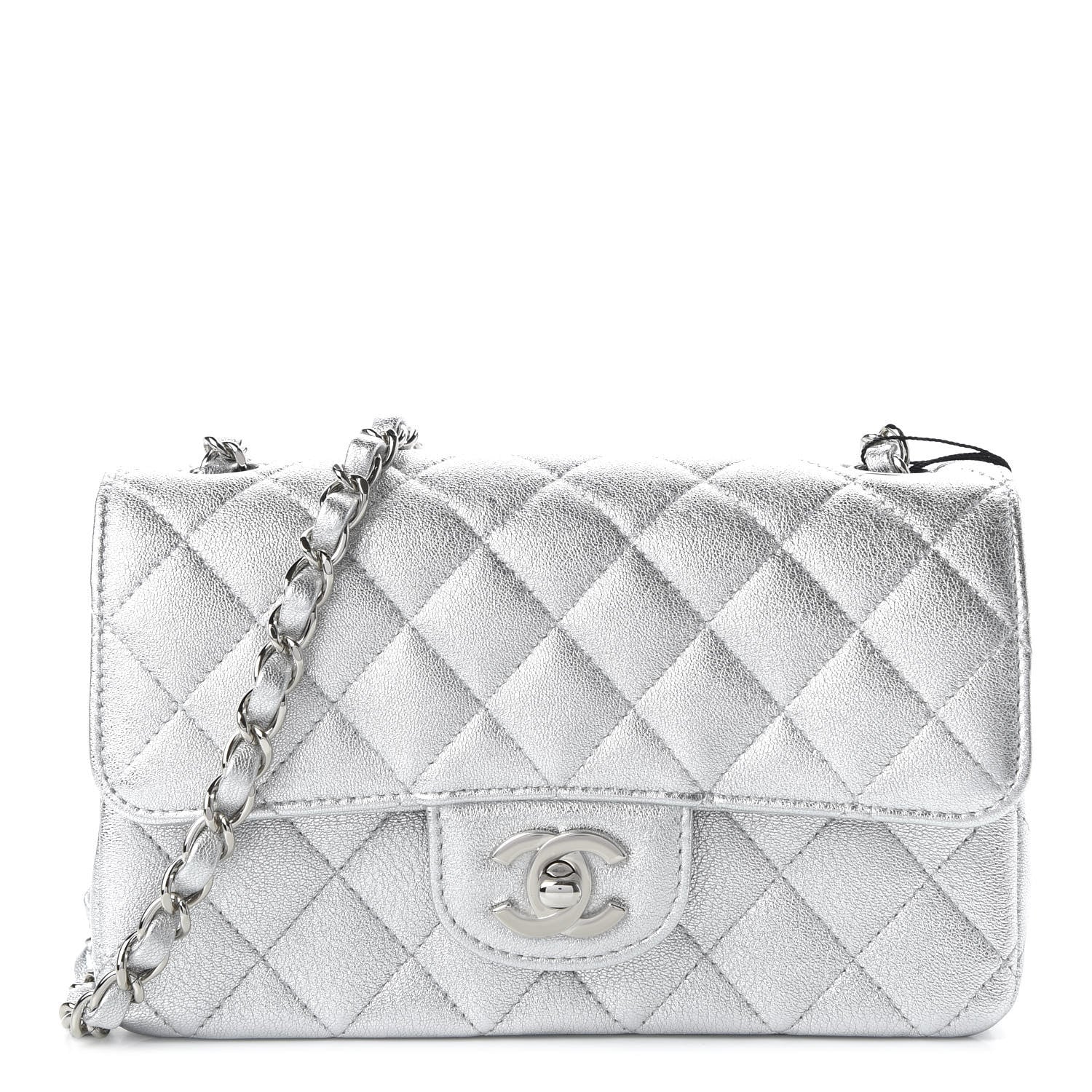 Chanel Metallic Lambskin Quilted Mini Rectangular Flap Silver 1 of 10