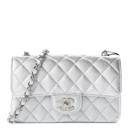 Chanel Metallic Lambskin Quilted Mini Rectangular Flap Silver 1 of 10