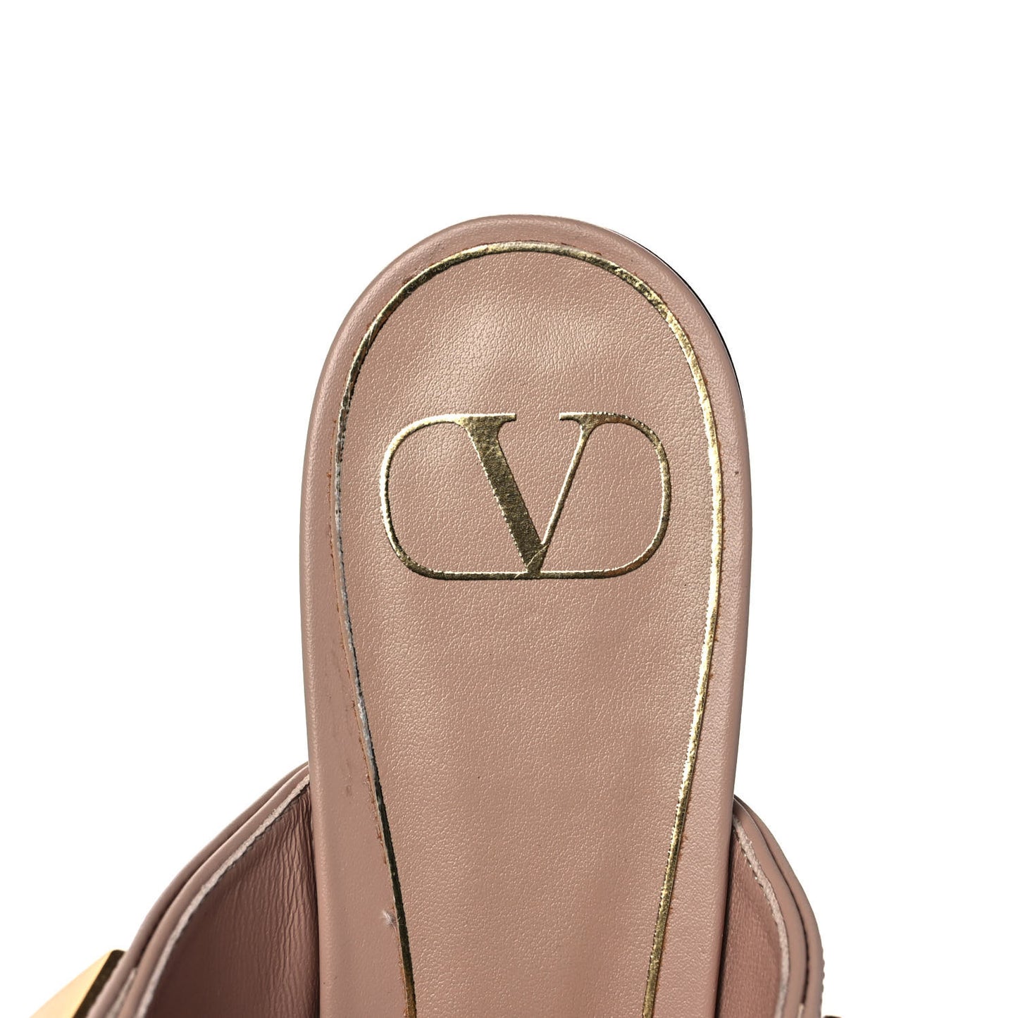 Calfskin Roman Stud Ankle Strap Flat Mules 38 Rose Cannelle