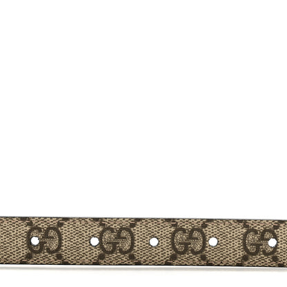 Gucci Calfskin GG Supreme Monogram Double G Reversible 20mm Belt 80 32 Beige Ebony Black 4 of 9