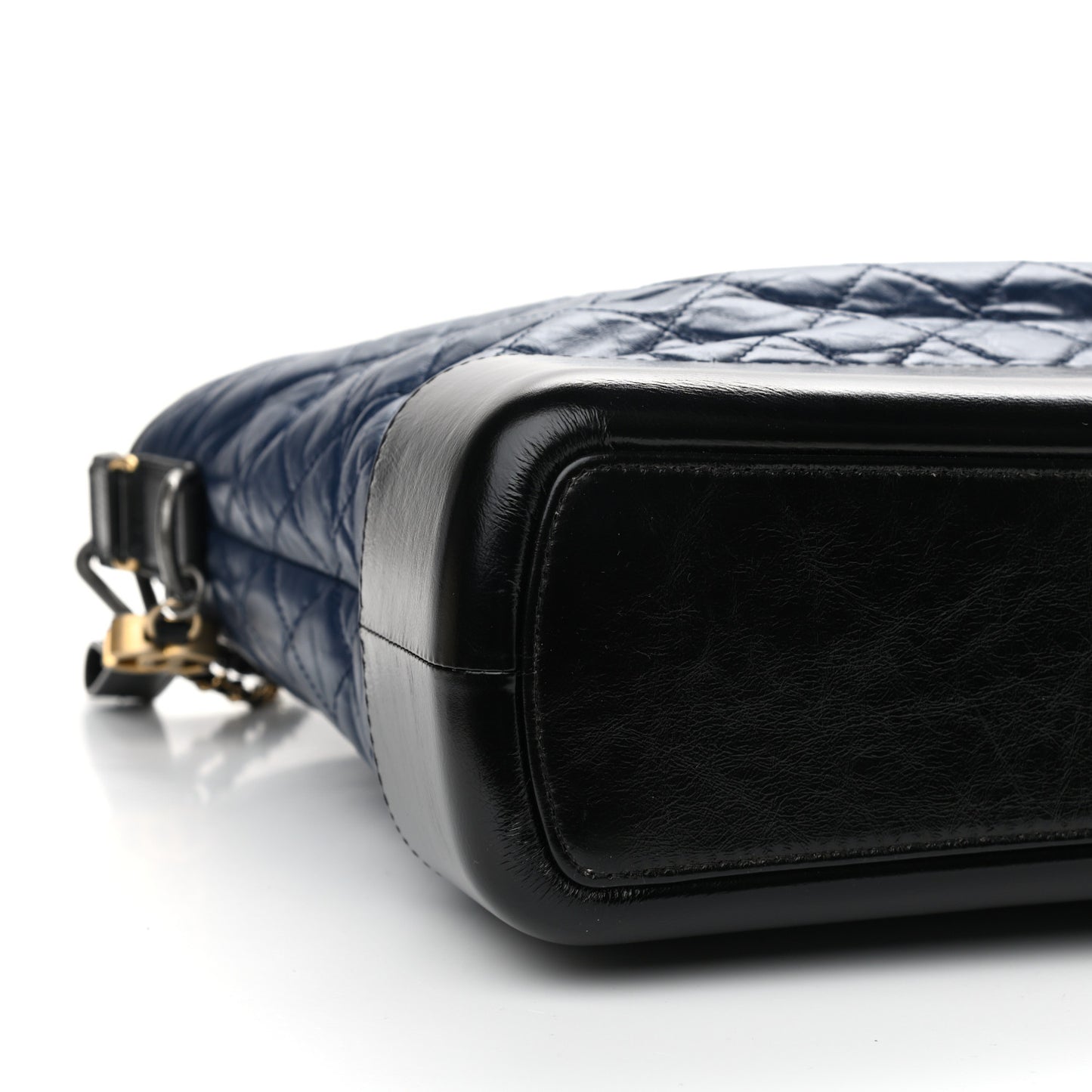 Aged Calfskin Quilted Large Gabrielle Shopping Tote Navy Black