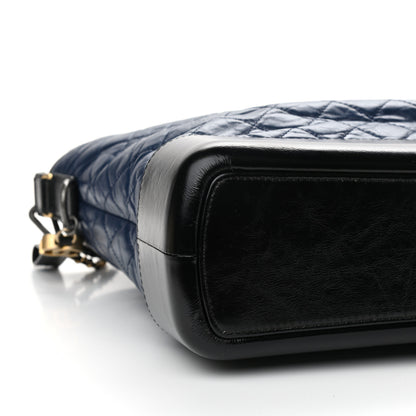 Chanel Aged Calfskin Quilted Large Gabrielle Shopping Tote Navy Black 9 of 10
