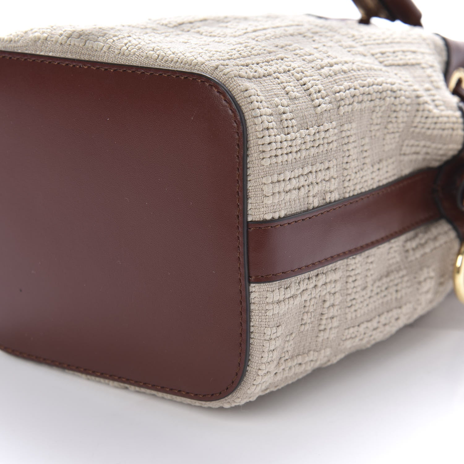 Fendi Sardinian Jacquard Vitello King F is Fendi FF 1974 Embroidered Mini Mon Tresor Bucket Bag Corda Praline 7 of 10