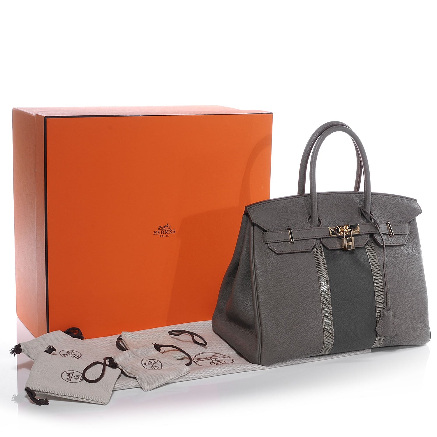Hermes Taurillon Clemence and Lizard Club Birkin 35 Etain 5 of 11