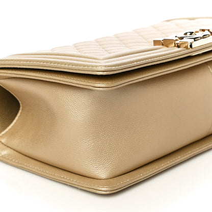 Chanel Metallic Caviar Quilted Medium Boy Flap Light Gold 9 of 11