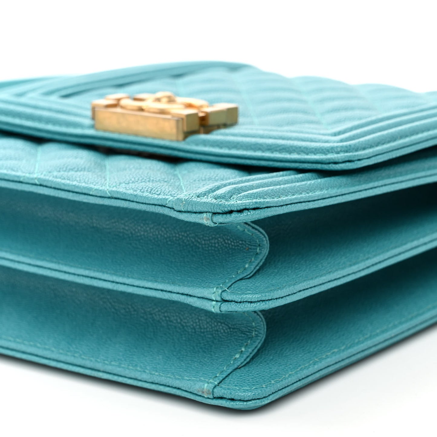 Caviar Quilted North South Boy Flap Turquoise
