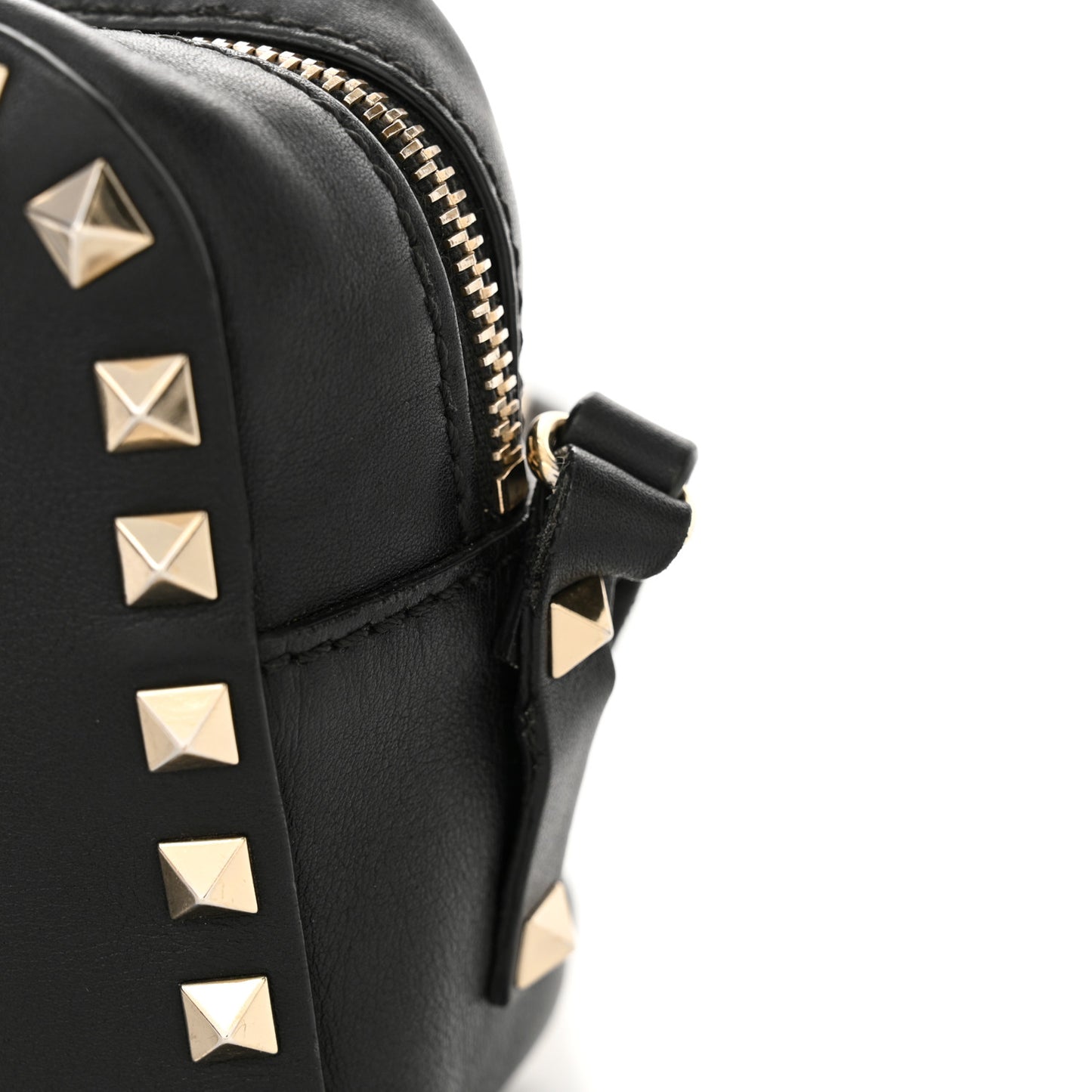 Calfskin Rockstud Camera Crossbody Bag Black