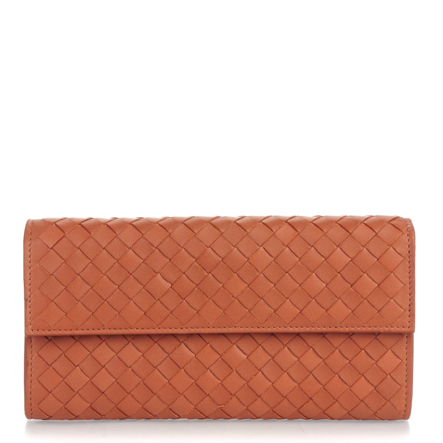 Bottega Veneta Nappa Intrecciato Continental Flap Wallet Copper 1 of 8