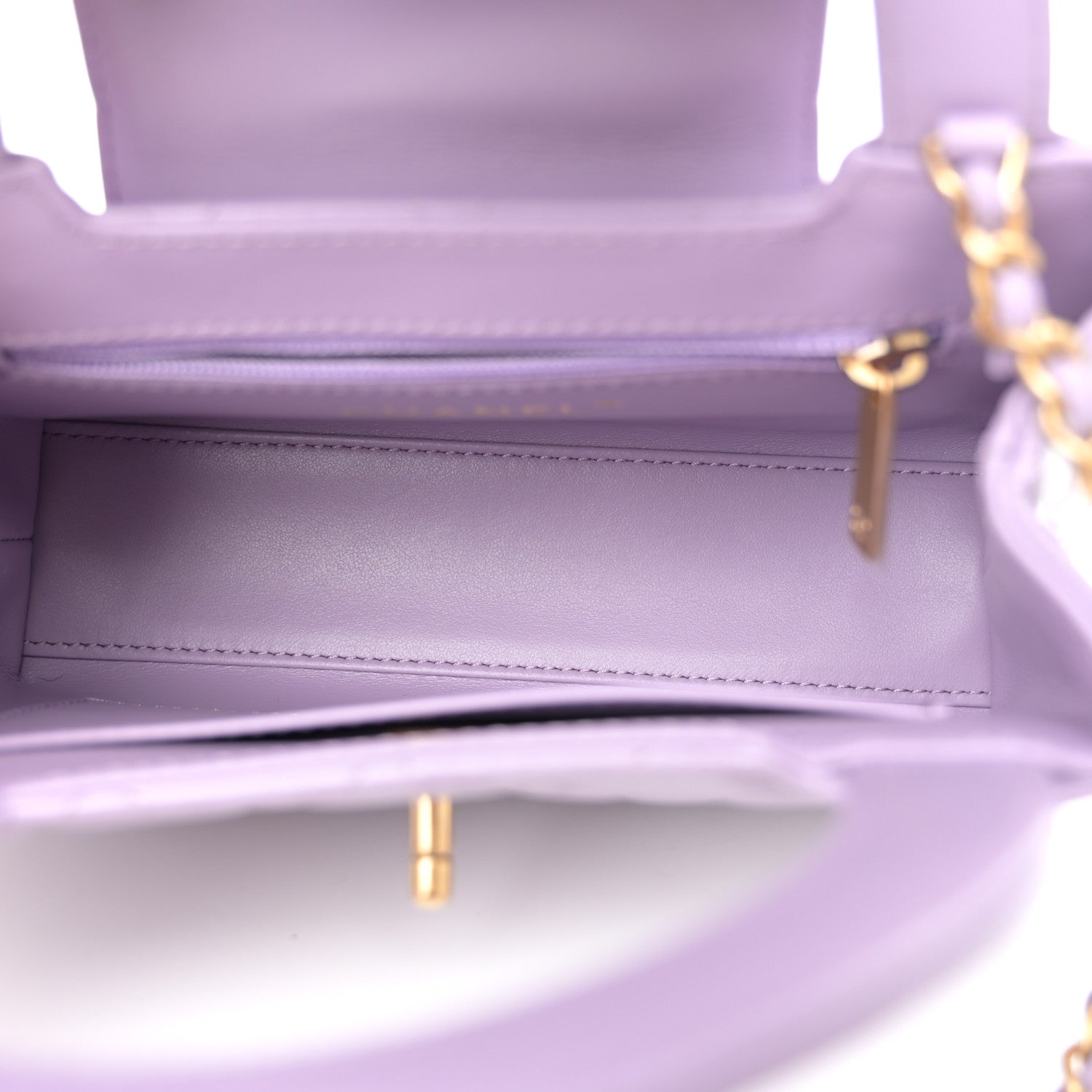 Chanel Shiny Aged Calfskin Quilted Nano Kelly Shopper Lilac 5 of 11