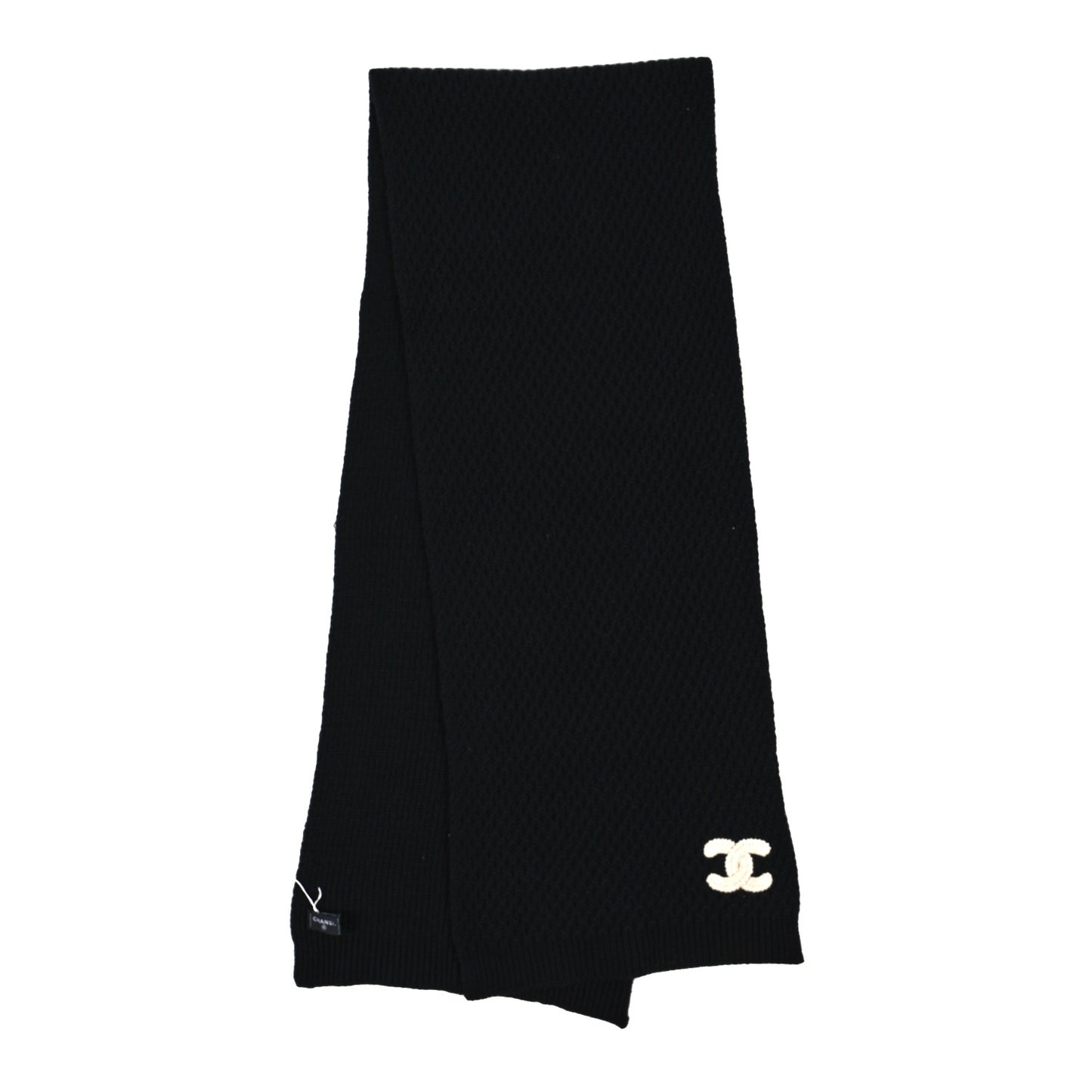 Cashmere Knitted CC Scarf Black