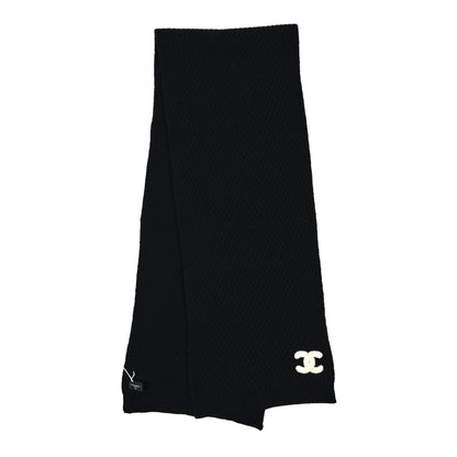 Chanel Cashmere Knitted CC Scarf Black 2 of 3