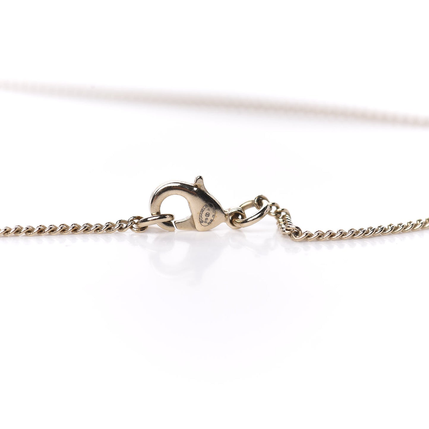 Lambskin CC Chain Necklace Gold Black