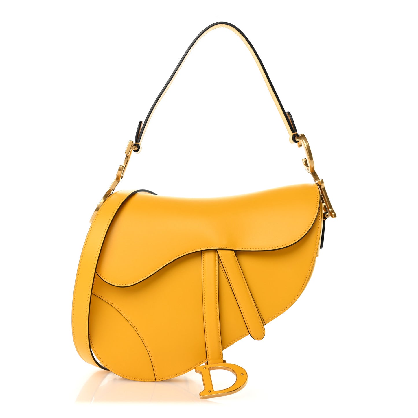 Calfskin Calfskin Saddle Bag With Strap Yellow