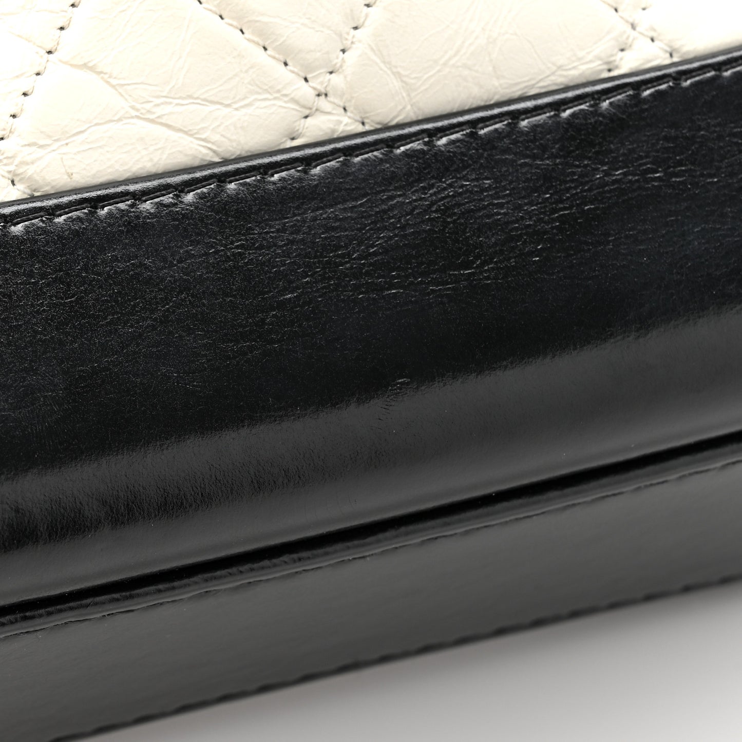 Aged Calfskin Quilted Small Gabrielle Hobo Black White