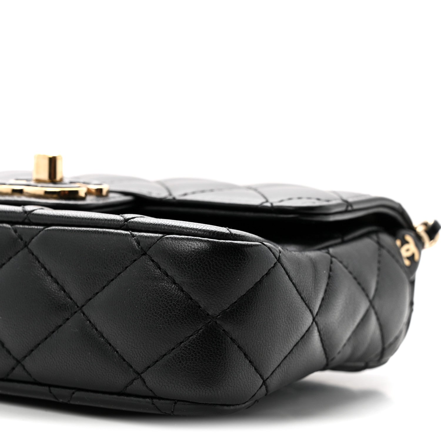 Chanel Lambskin Resin Quilted Mini Heart Square Flap Black 9 of 9