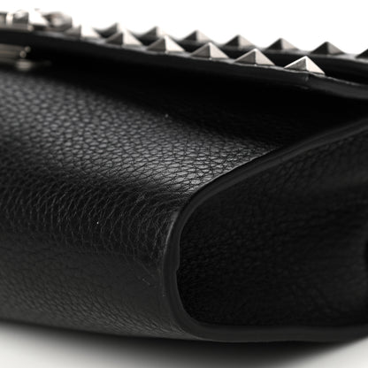 Valentino Garavani Grainy Calfskin Rockstud Double Flap Crossbody Bag Black 9 of 18
