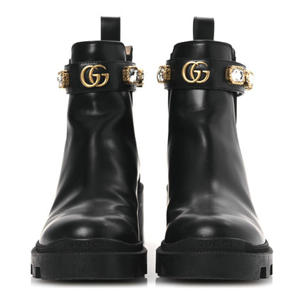 Gucci Calfskin Crystal GG Trip Chelsea Ankle Boots 35.5 Black 3 of 13