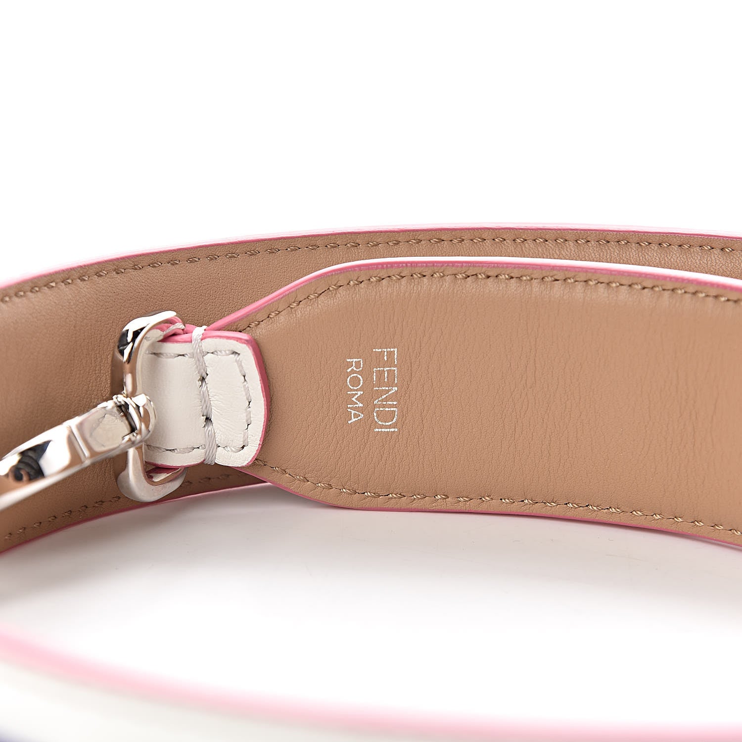 Fendi Vitello Dolce Plexiglass Bi-Color Studded Strap You White Ice Cuoio Multicolor 3 of 4