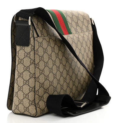 Gucci GG Supreme Monogram Web Flap Messenger Bag Black 3 of 11