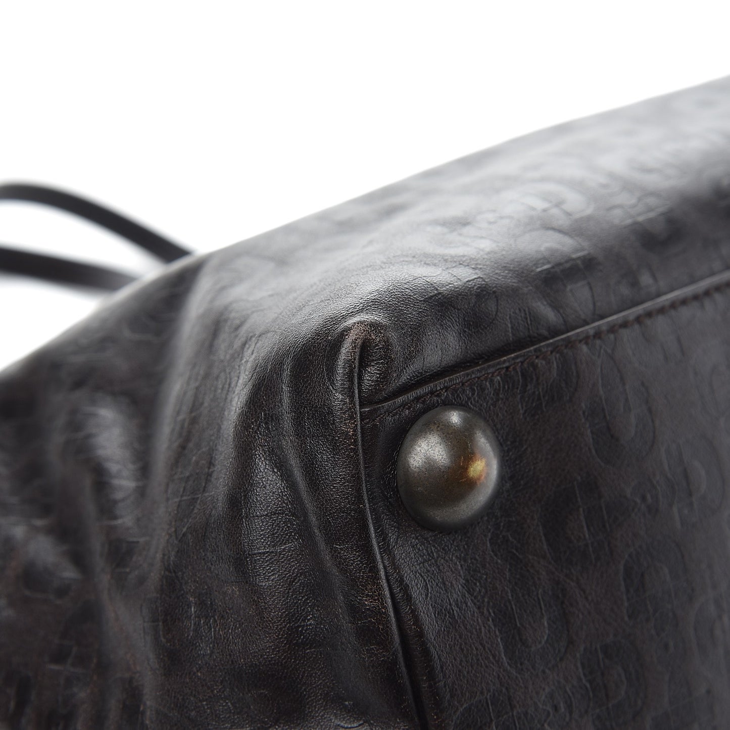 Calfskin Horsebit Embossed Medium Babouska Shopping Tote Dark Brown