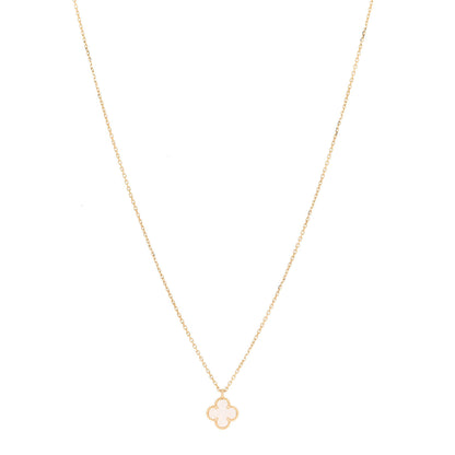 Van Cleef & Arpels 18K Yellow Gold Mother of Pearl Sweet Alhambra Pendant Necklace 1 of 8