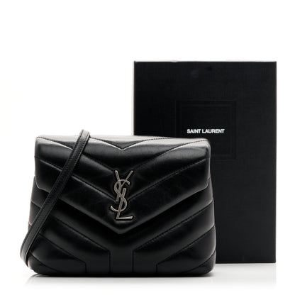 Saint Laurent Calfskin Y Quilted Monogram Toy Loulou Crossbody Bag Black 11 of 11