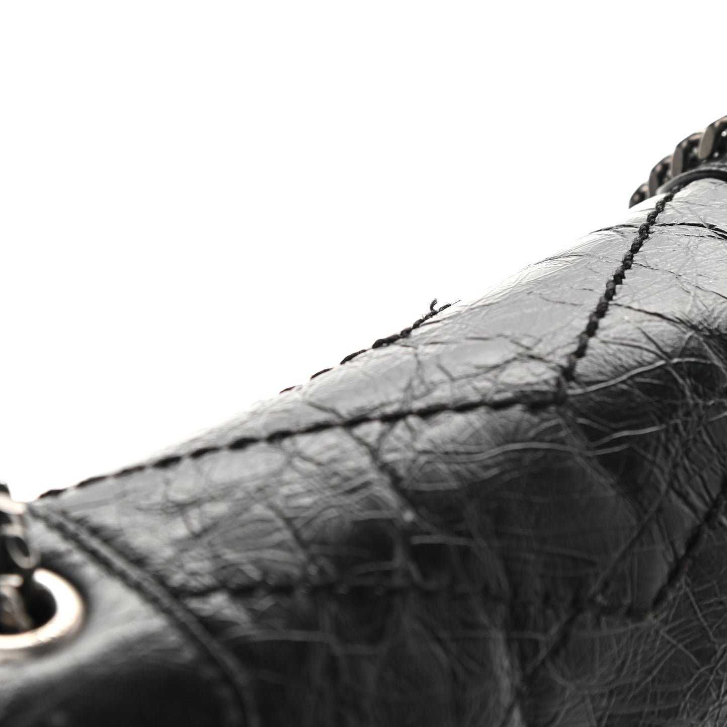 Crinkled Calfskin Matelasse Monogram Niki Chain Wallet Black