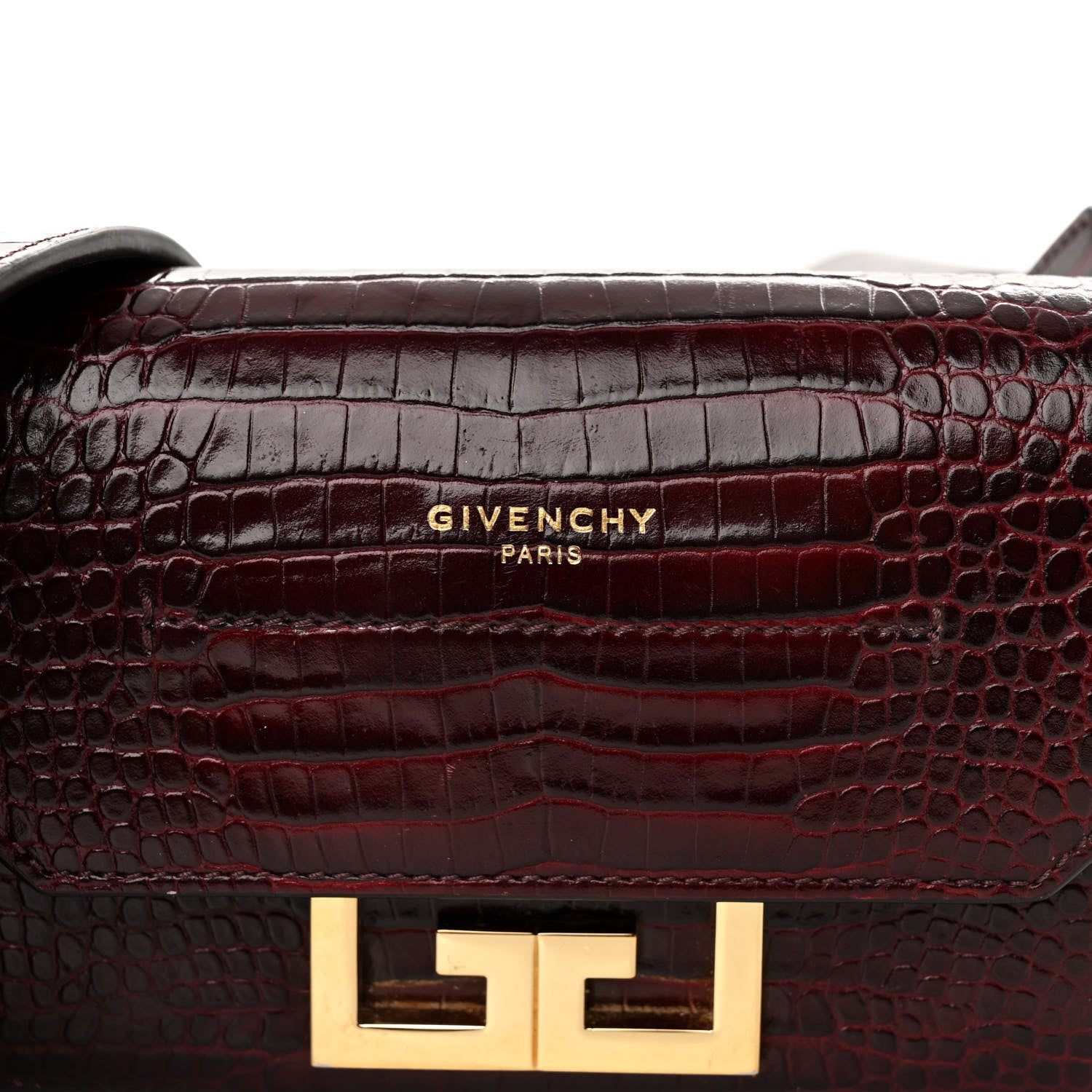Givenchy Calfskin Crocodile Embossed Eden Bag Eggplant 7 of 11