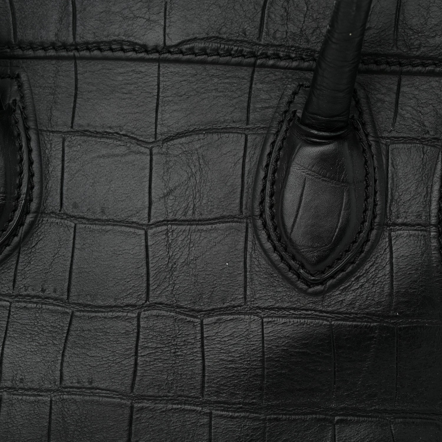 Celine Calfskin Crocodile Embossed Medium Phantom Luggage Black 12 of 17