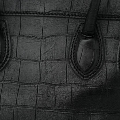 Celine Calfskin Crocodile Embossed Medium Phantom Luggage Black 12 of 17