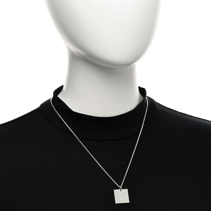 Gucci Sterling Silver Trademark Logo Square Pendant Necklace 2 of 5