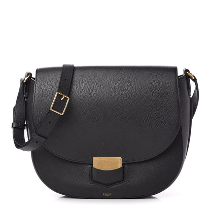 Celine Grained Calfskin Medium Trotteur Black 1 of 8