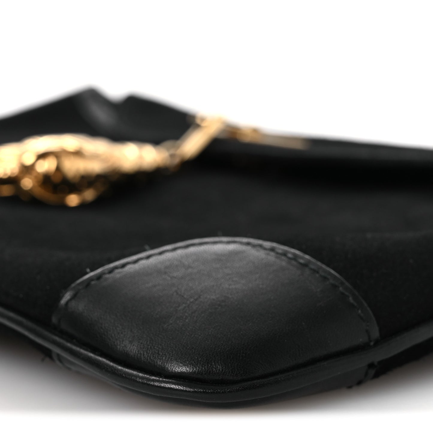 Suede Tiger Head Shoulder Bag Black