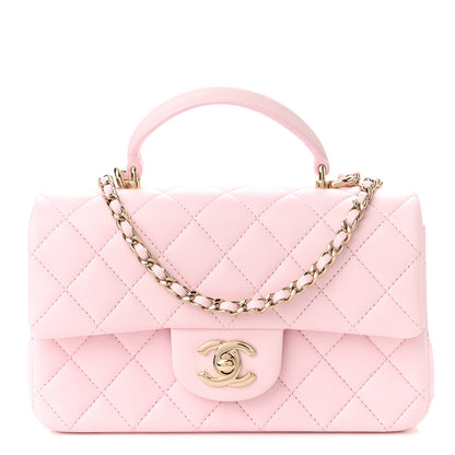 Chanel Lambskin Quilted Mini Top Handle Rectangular Flap Light Pink 1 of 11