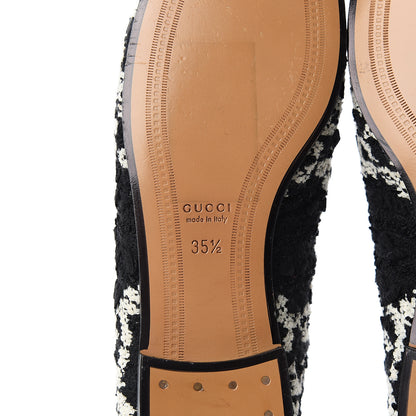 Gucci Tweed GG Monogram Horsebit Womens Jordaan Loafers 35.5 Black Natural 6 of 9