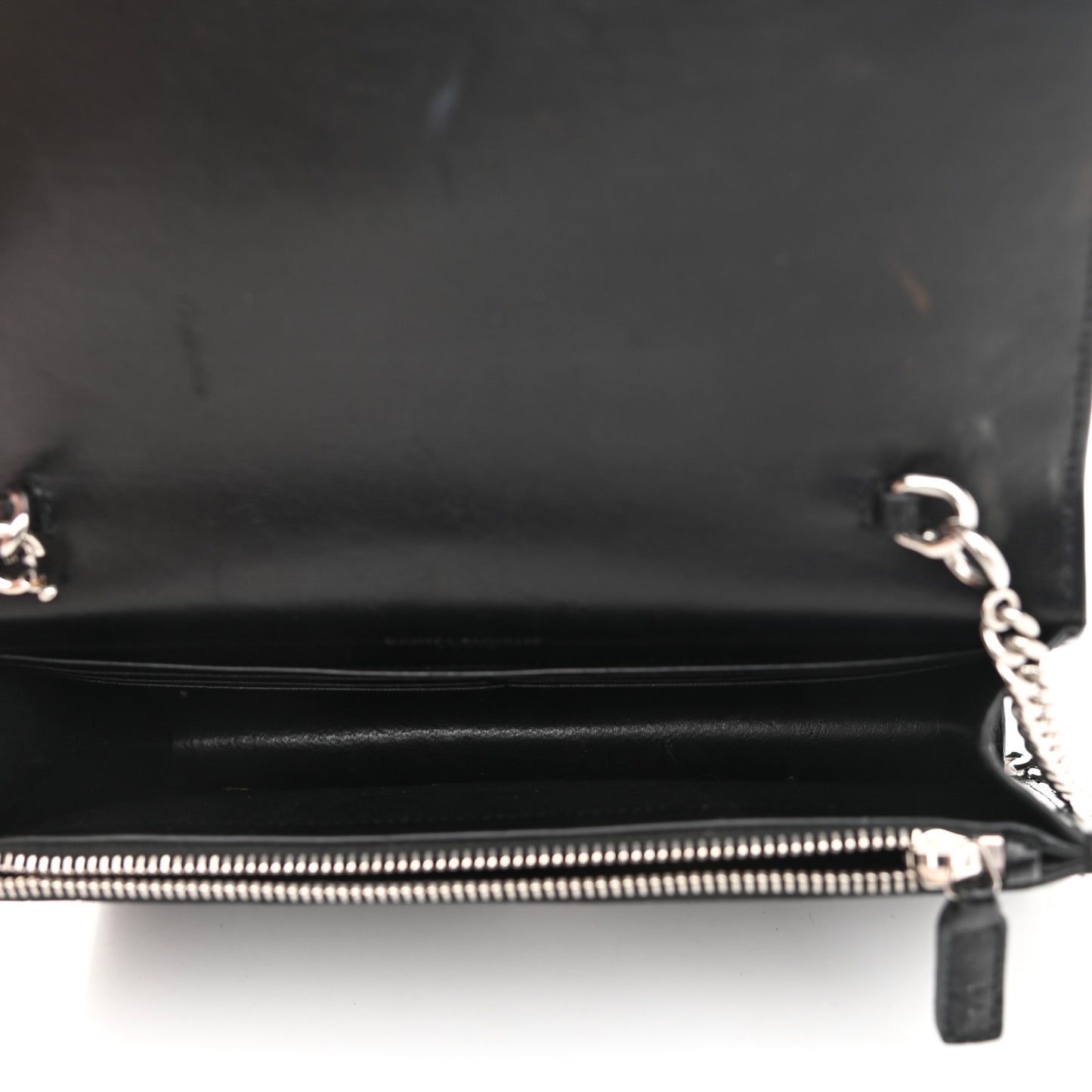 Calfskin Crocodile Embossed Kate Monogram Tassel Chain Wallet Black