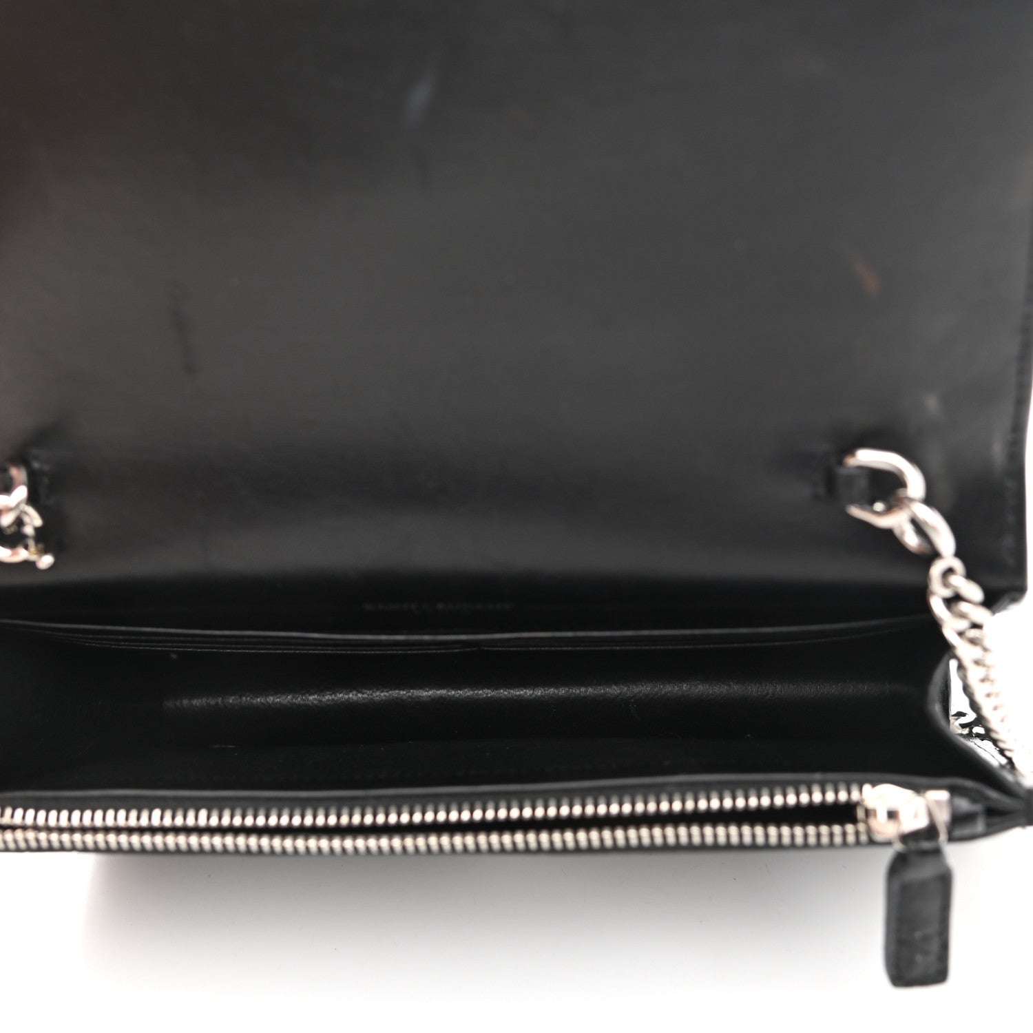 Saint Laurent Calfskin Crocodile Embossed Kate Monogram Tassel Chain Wallet Black 5 of 11