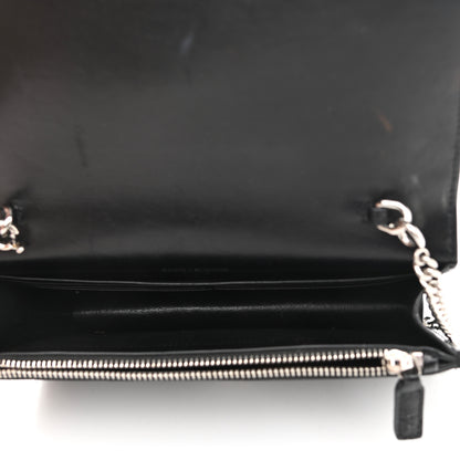 Saint Laurent Calfskin Crocodile Embossed Kate Monogram Tassel Chain Wallet Black 5 of 11
