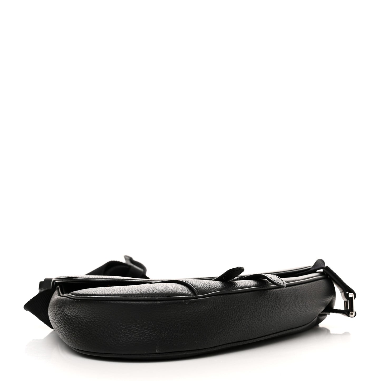 Grained Calfskin Mens Saddle Bag Black
