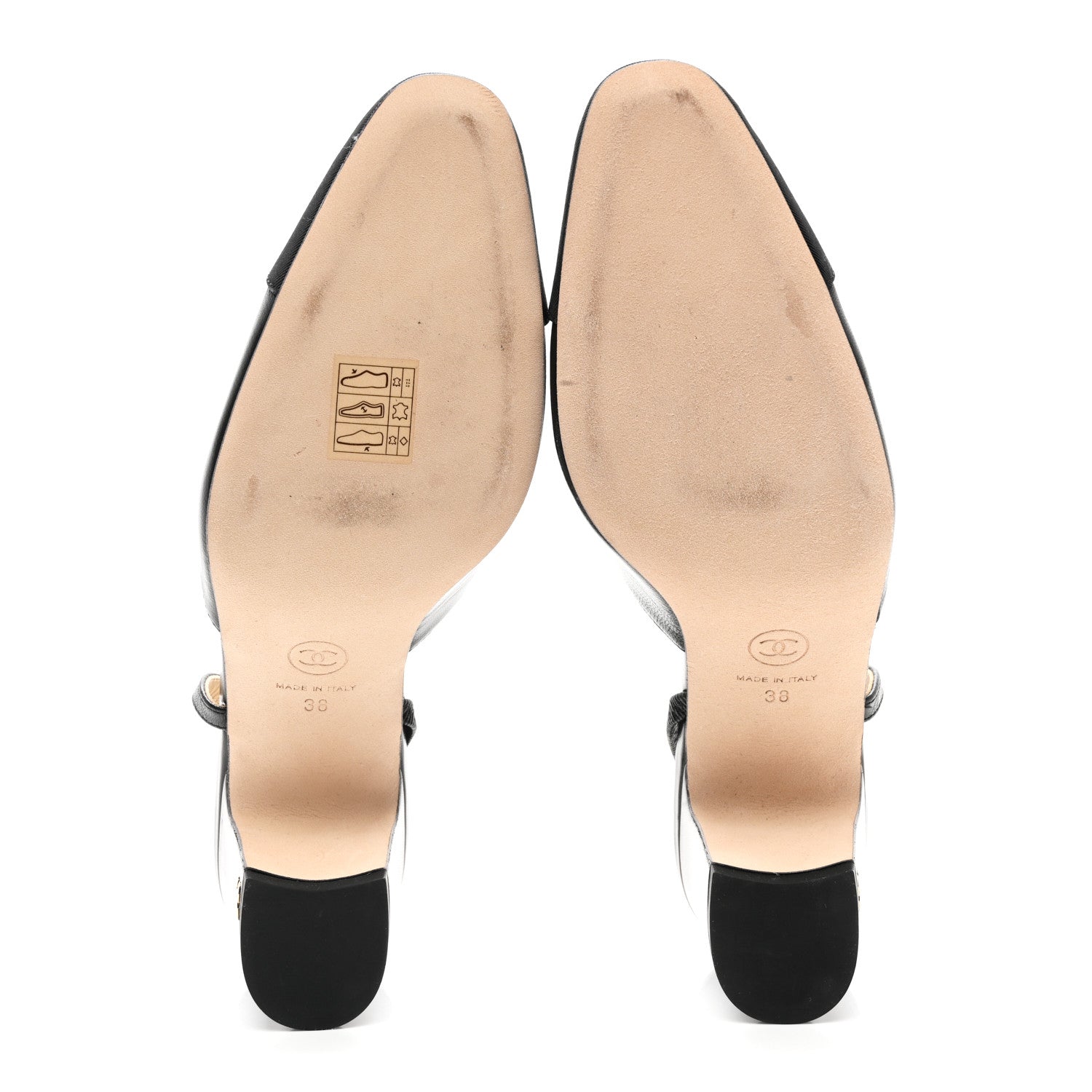Chanel Goatskin Grosgrain Cap Toe CC Slingback Sandals 38 Black 5 of 7