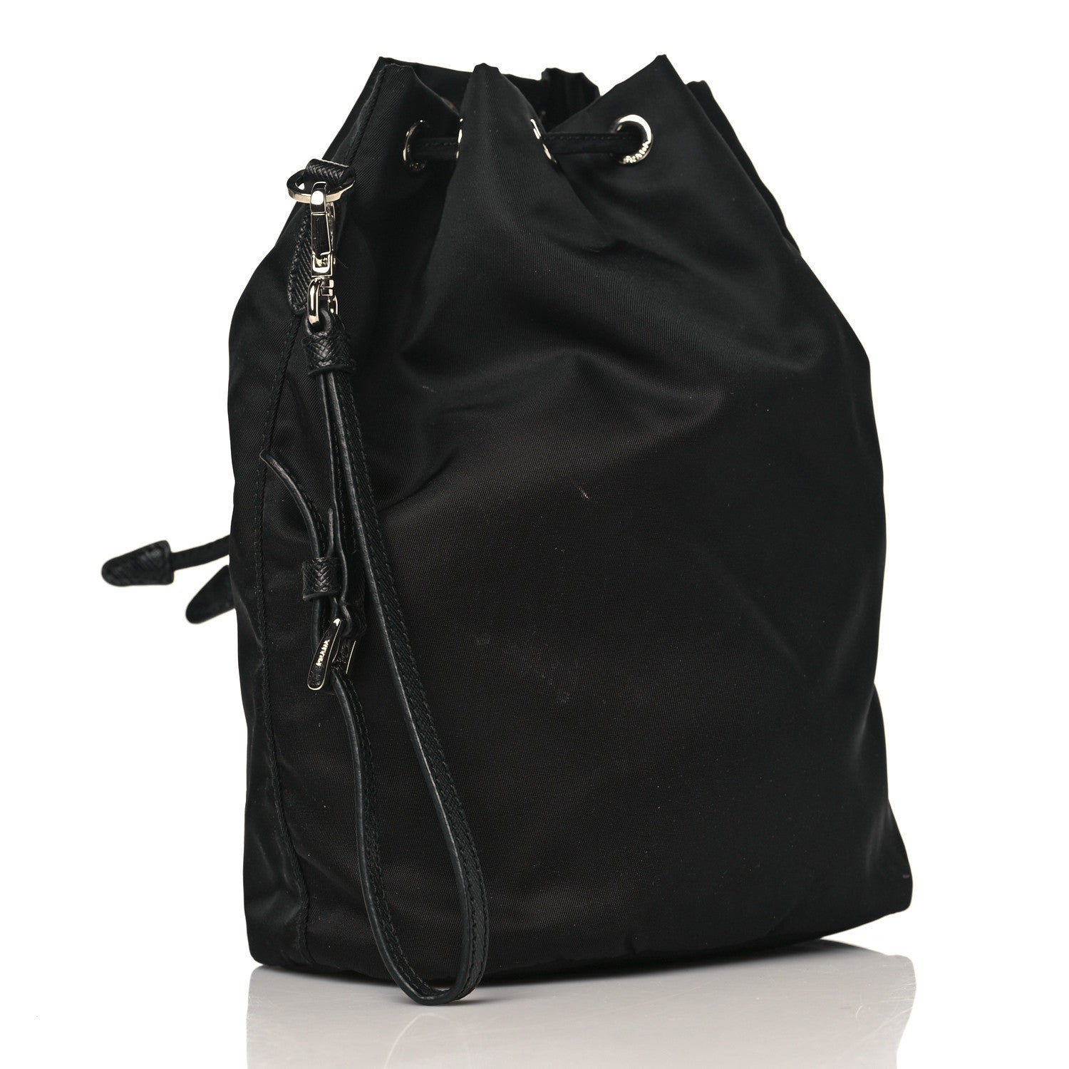 Prada Saffiano Tessuto Nylon Vela Bucket Wristlet Black 3 of 9
