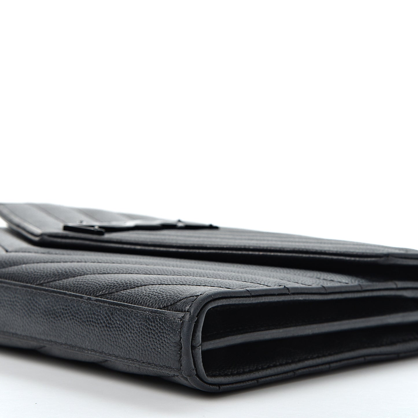 Grain De Poudre Matelasse Chevron Monogram Chain Wallet Black
