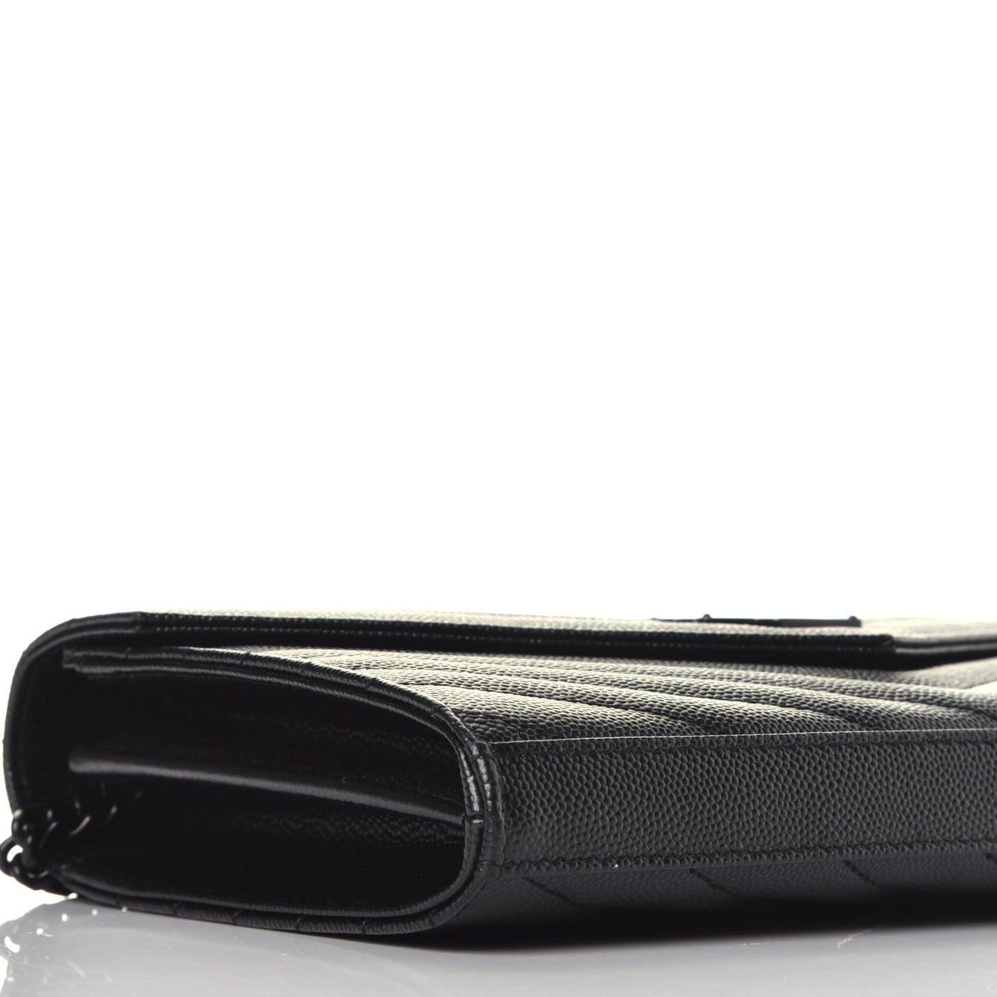 Grain De Poudre Matelasse Chevron Monogram Chain Wallet Black