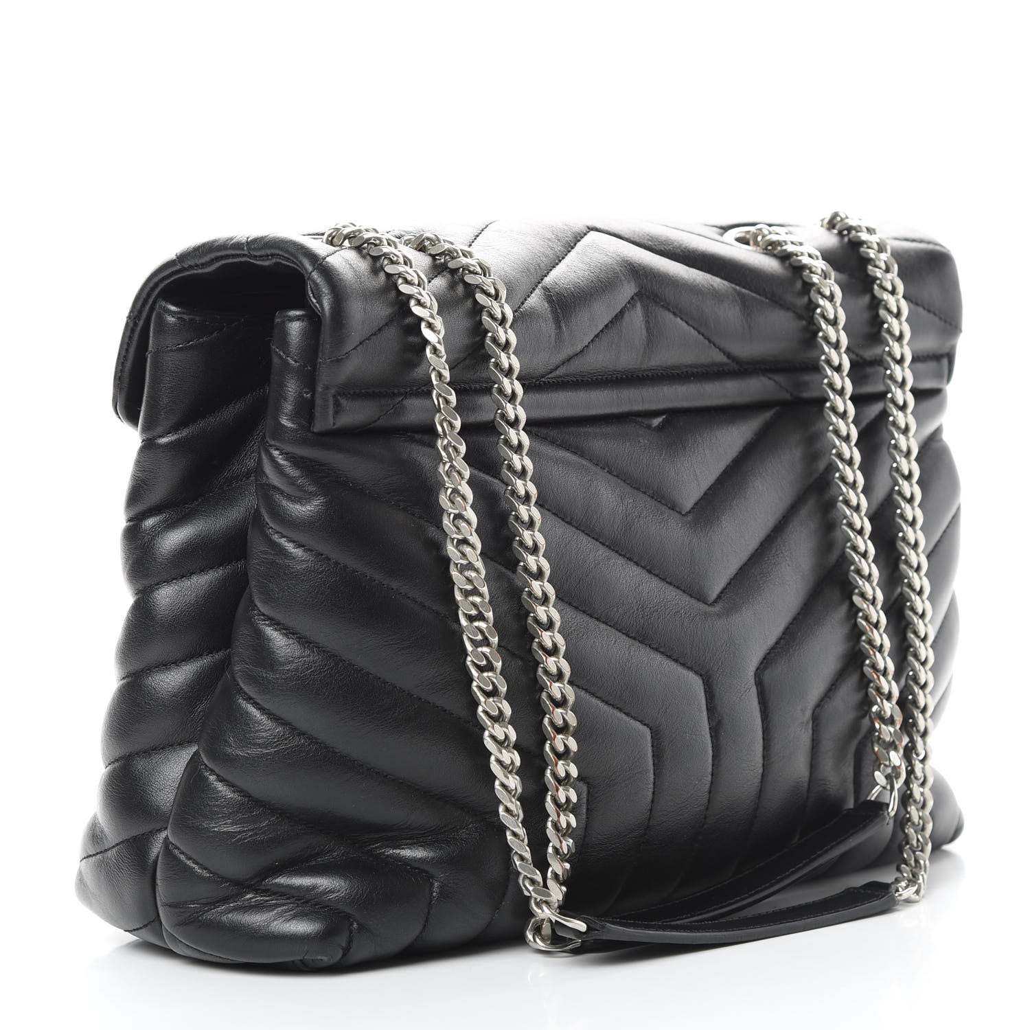 Saint Laurent Calfskin Y Quilted Monogram Medium Loulou Chain Satchel Black 4 of 17