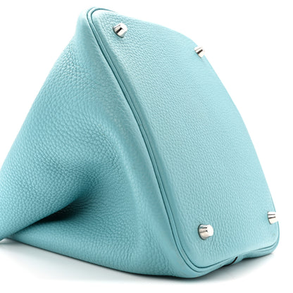 Hermes Taurillon Clemence Picotin Lock 22 MM Bleu Atoll 9 of 12