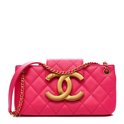 Chanel Lambskin Quilted Giant CC Baguette Bag Fuchsia 1 of 11