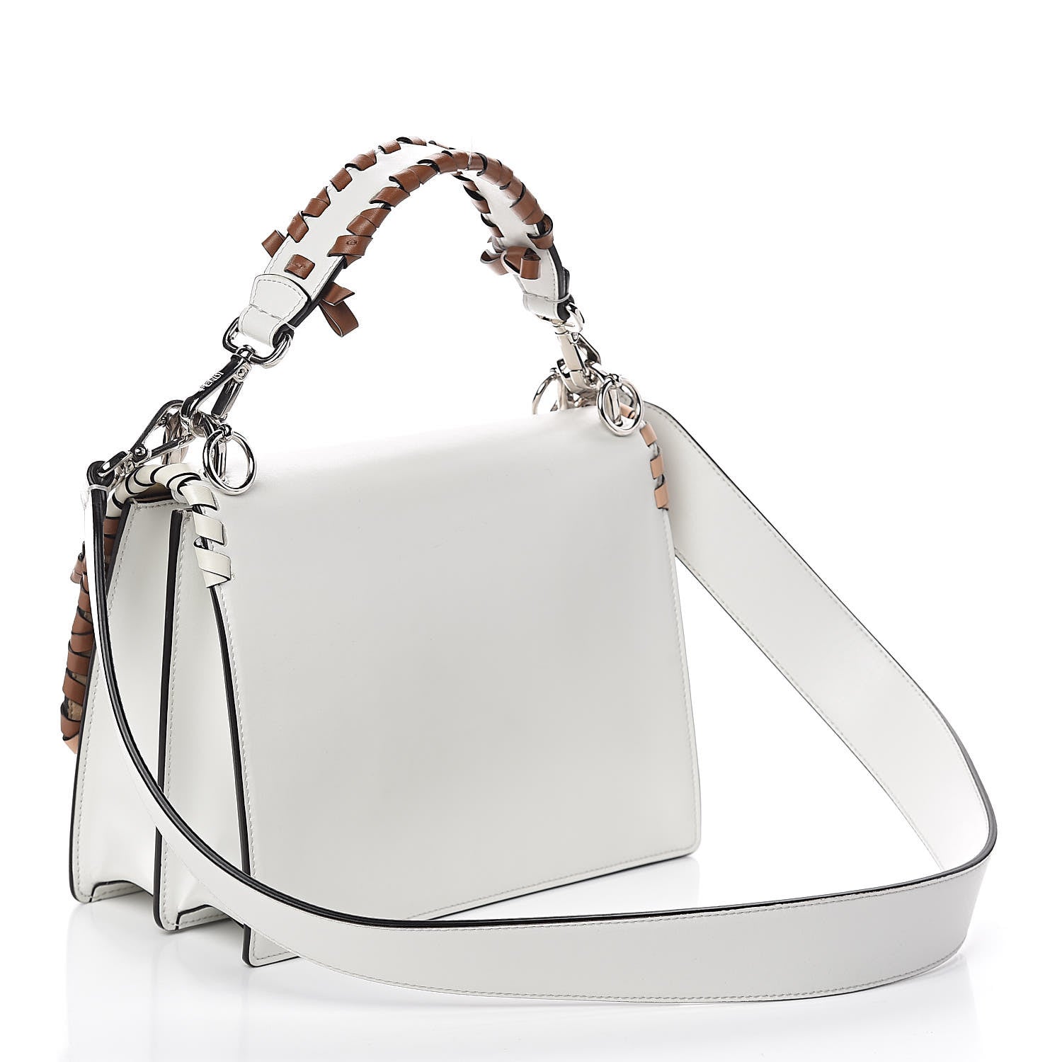 Fendi Vitello Liberty Whipstitch Bow Kan I Shoulder Bag White Ice Multicolor 3 of 14